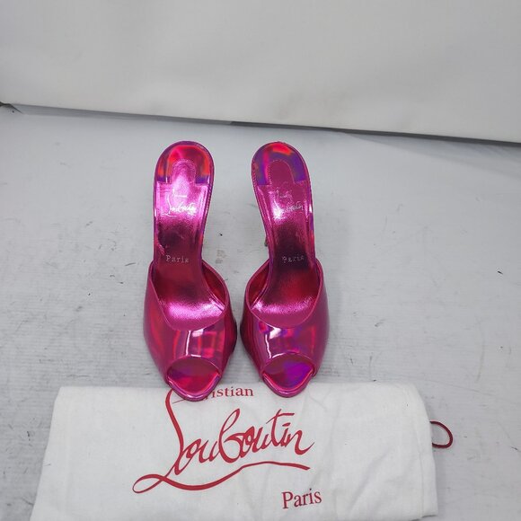 Christian Louboutin Patent Psychic Me Dolly Fuxia Pink Heel Sandal - Picture 3 of 9